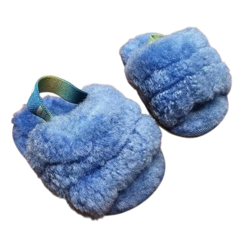 UGG Fluffy Blue Kids Slippers